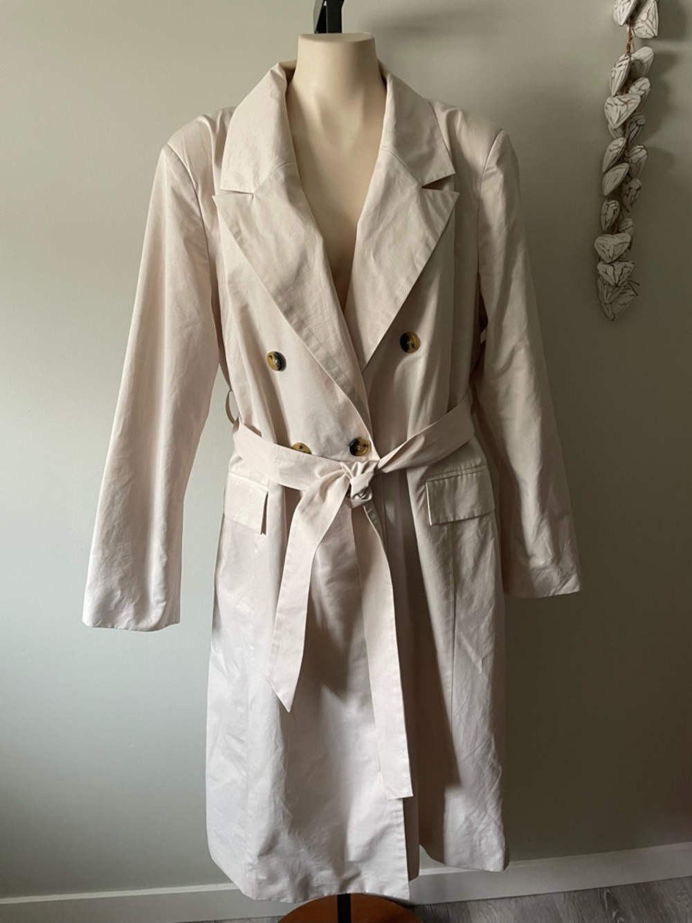 Avec Les Filles Long Cream Trench Coat Belted ANTHRO Plus Size XXL - Picture 10 of 10